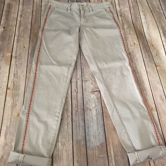 Anthropologie khaki chino tuxedo stripe pants 25 - Picture 1 of 7